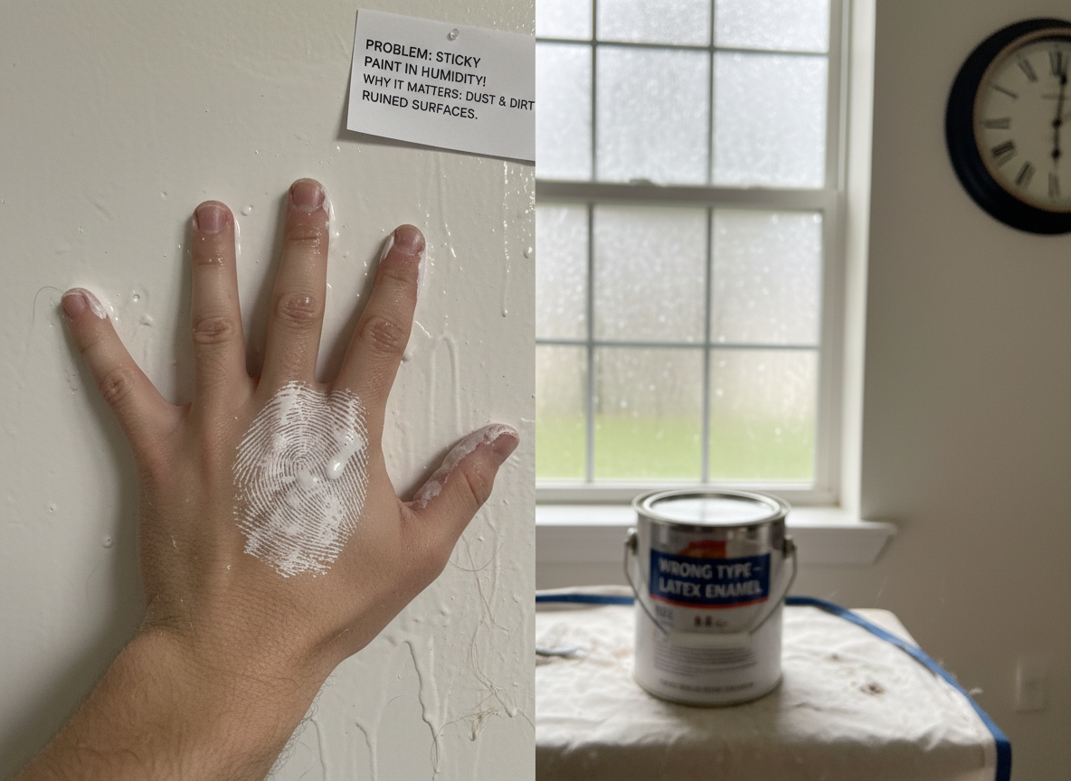 Interior paint still sticky after a week in a Virginia home